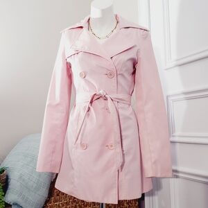Vintage Blush Pink Tie Waist Trench Coat